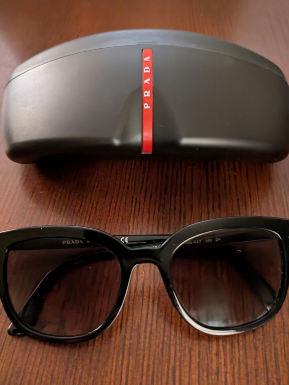 Authentic Prada 53mm Cat Eye Gradient Black Sunglasses With Case